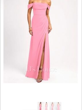 JJs House Strapless Pink Evening Gown with High Side Slit